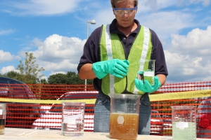 Geo-Cleanse president James Wilson demonstrates the oxidation process.